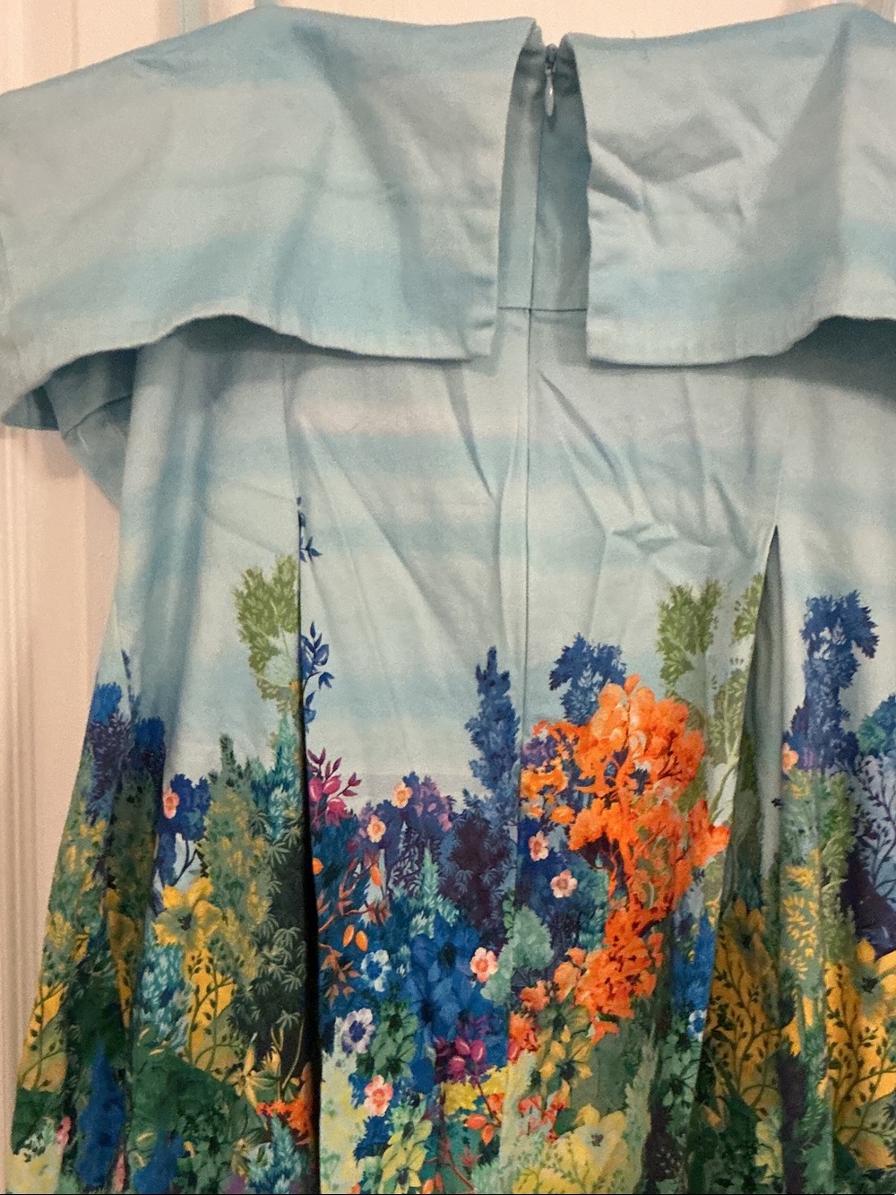 Anthropologie Light Blue Floral Print Midi Dress - Picture 6 of 7